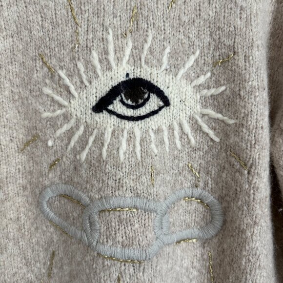 Raquel Allegra Baby Alpaca Seeing Eye Embroidered Cardigan - Picture 6 of 12